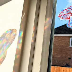 Red Mushroom Suncatcher Sticker Rainbow Cottagecore Mushrooms Suncatcher Window Film Cling Prism Window Decal Nursery Kids Bedroom Dorm Classroom Christmas Gift Kids Thanksgiving Home, Car, Friends