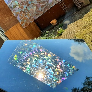 3D Rainbow Suncatcher Squares Holographic Window Film,Sun Catcher Rainbow on Walls,Prism Sticker.Clings Decal Decoration for Home,Car,Office