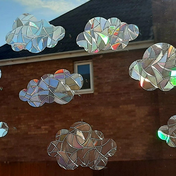 Rainbow 8Mix Suncatcher Sticker Clouds,Rainbow Maker Sun catcher for Window Film Prism Cling,Decal Decoration Home, Car Accessories,Birthday