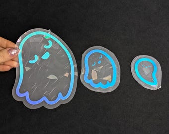 Halloween Ghost Window Clings – Reusable Rainbow Suncatchers, Single or Trio