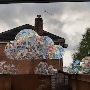 Rainbow Suncatcher Sticker 6 Clouds Suncatcher 6&quot; raamfolie prisma sticker. Raam kleeft sticker niet-klevende decoratie. Maker voor thuis, auto