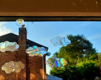 Rainbow Suncatcher Sticker MINI Clouds 2&quot; Pack 16 Sun catcher Window Film Prism Cling Decal Decoration Home Christmas stocking Gift for Her