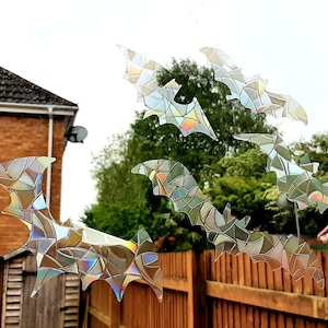 Bats Mix Rainbow Sun Catcher Sticker Window Cling Film Prism Decal Static Decoration Halloween Maker Home Car Caravan Avoid Bird Collision