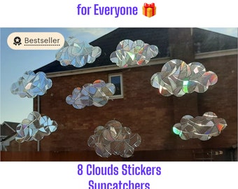 Rainbow 8 Clouds Suncatcher Sticker Set Prism Window Film Decal Sun Catcher Car Accessories Ornament Room Decor Valentines Gift Her Kids Mom