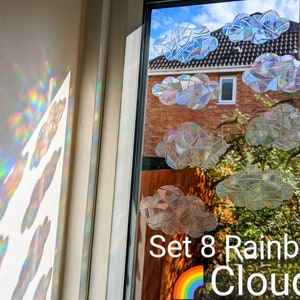 Rainbow 8Mix Suncatcher Sticker Clouds, Rainbow Maker Christmas Sun catcher for Window Film Prism Cling, Decal Decoration Home, Car Accessories. Rainbow Window Cling is a Perfect Birthday Gift for Her mom kids sister girlfriend, everyone