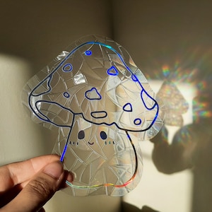Cute Mushroom Suncatcher Sticker Rainbow Cottagecore Mushrooms Suncatcher Window Film Cling Prism Window Decal Nursery Kids Bedroom Dorm Classroom Christmas Gift Kids Thanksgiving Home, Car, Friends