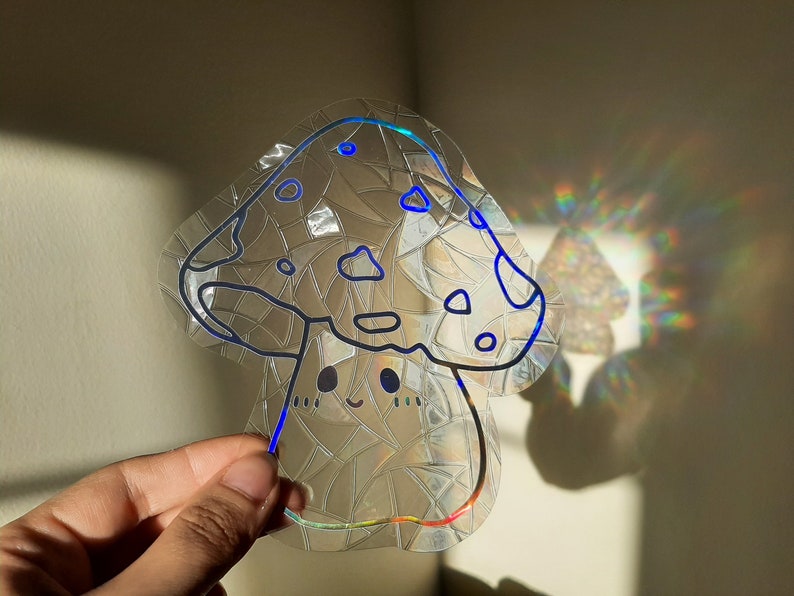 Cute Mushroom Suncatcher Sticker Rainbow Cottagecore Mushrooms Suncatcher Window Film Cling Prism Window Decal Nursery Kids Bedroom Dorm Classroom Christmas Gift Kids Thanksgiving Home, Car, Friends