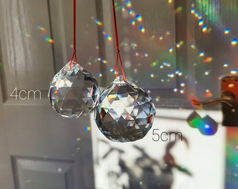 Rainbow 3 Suncatcher Crystal 40mm K9 Hanging Glass Prism Window Chime Ball, Fengshui Home Decor,Light Catcher Sparkling Rainbow Maker,Garden