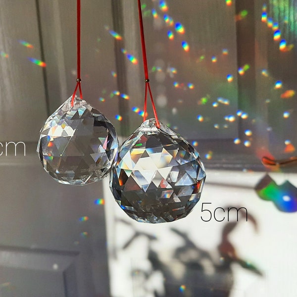 Rainbow 3 Suncatcher Crystal 40mm K9 Hanging Glass Prism Window Chime Ball, Fengshui Home Decor,Light Catcher Sparkling Rainbow Maker,Garden