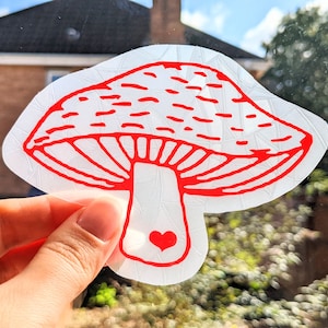 Red Mushroom Suncatcher Sticker Rainbow Cottagecore Mushrooms Suncatcher Window Film Cling Prism Window Decal Nursery Kids Bedroom Dorm Classroom Christmas Gift Kids Thanksgiving Home, Car, Friends