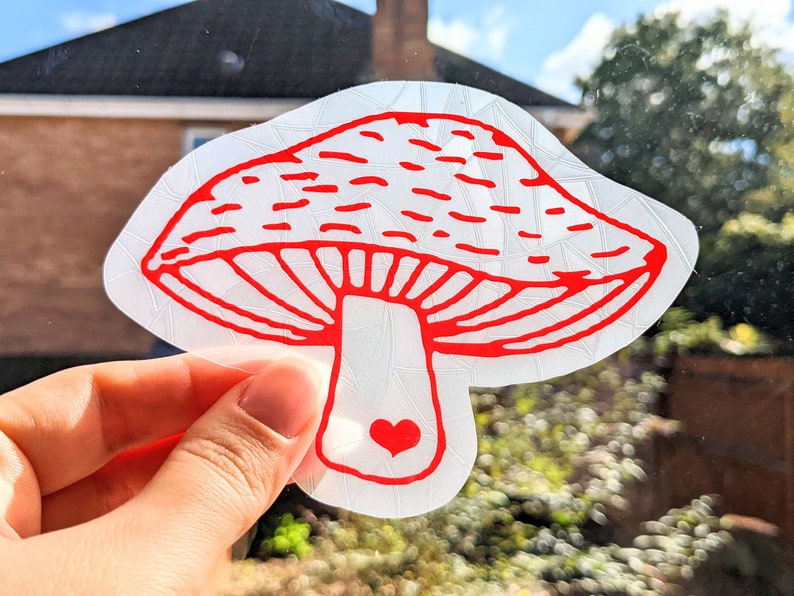 Red Mushroom Suncatcher Sticker Rainbow Cottagecore Mushrooms Suncatcher Window Film Cling Prism Window Decal Nursery Kids Bedroom Dorm Classroom Christmas Gift Kids Thanksgiving Home, Car, Friends