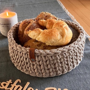 Bread basket crochet basket utensil organizer gift basket bread basket breakfast storage crocheted modern handmade Westphalia accessories