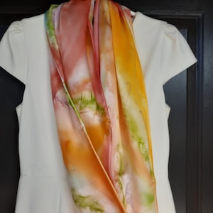 Hand painted multi colour abstract silk scarf