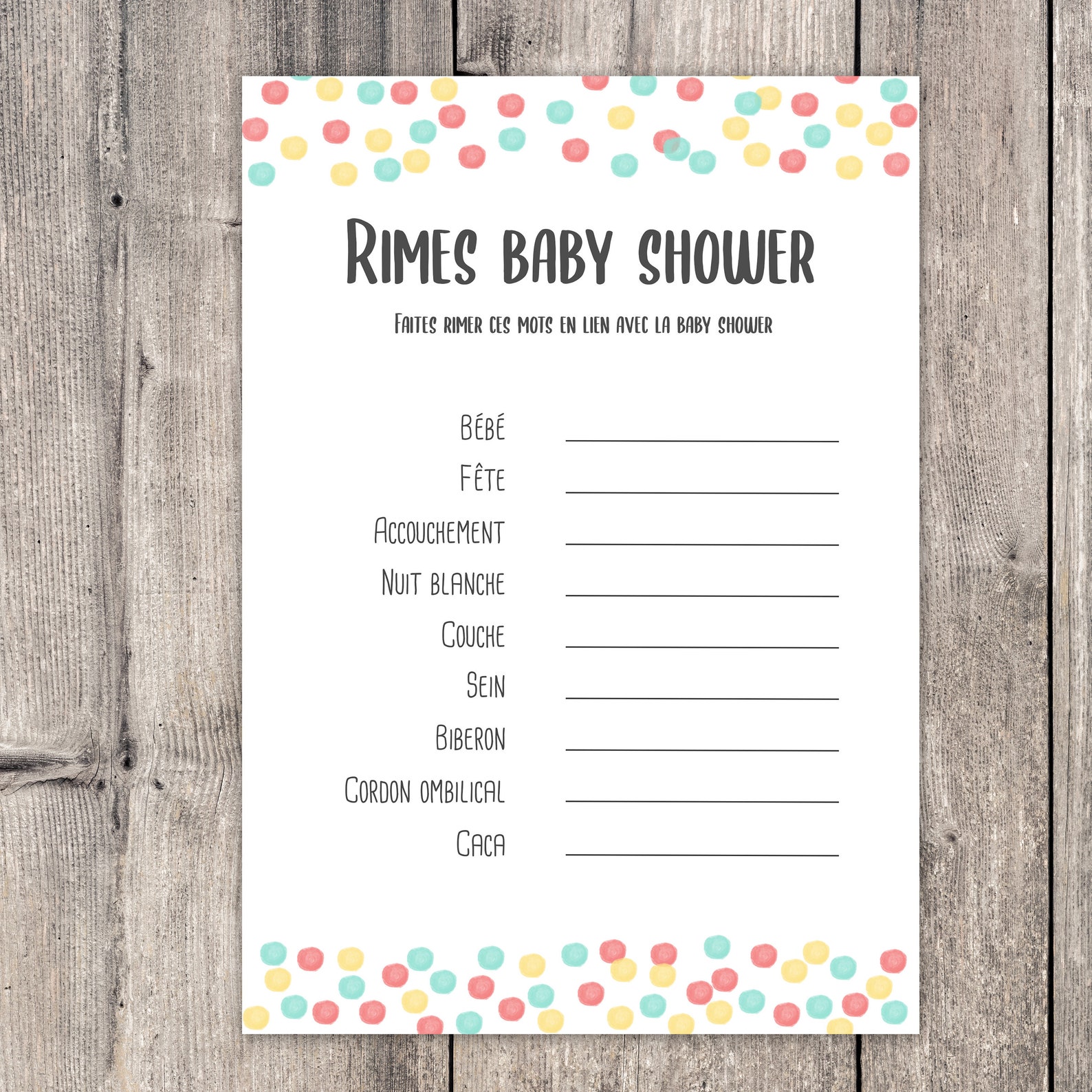 Les rimes de bébé jeu pour baby shower collection pois - Etsy France