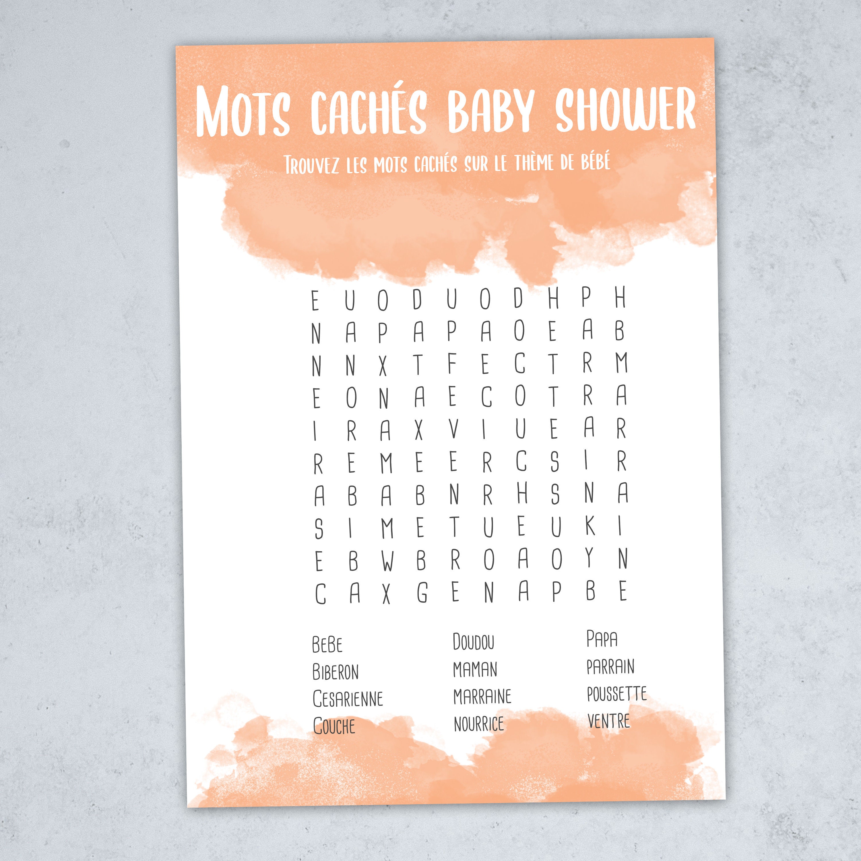 Hidden Baby Shower Words Baby Shower Game Watercolor Etsy Norway