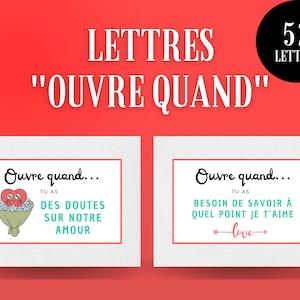 Enveloppes à “Ouvrir Quand” pour les relations à distance, Départ Université, amour longue distance. Étiquettes "Ouvrir quand" en français