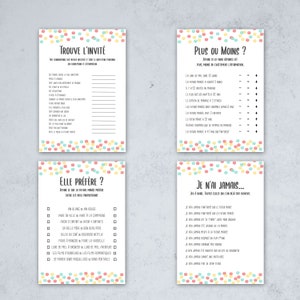 7 games for bachelorette party, bachelorette party, polka dot theme, Instant download, digital file to print in english image 2