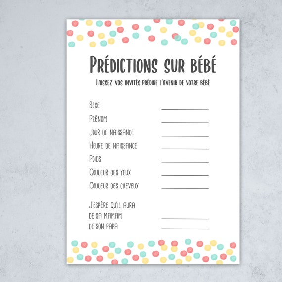 Baby Predictions Baby Shower Game Pea Collection Instant Etsy
