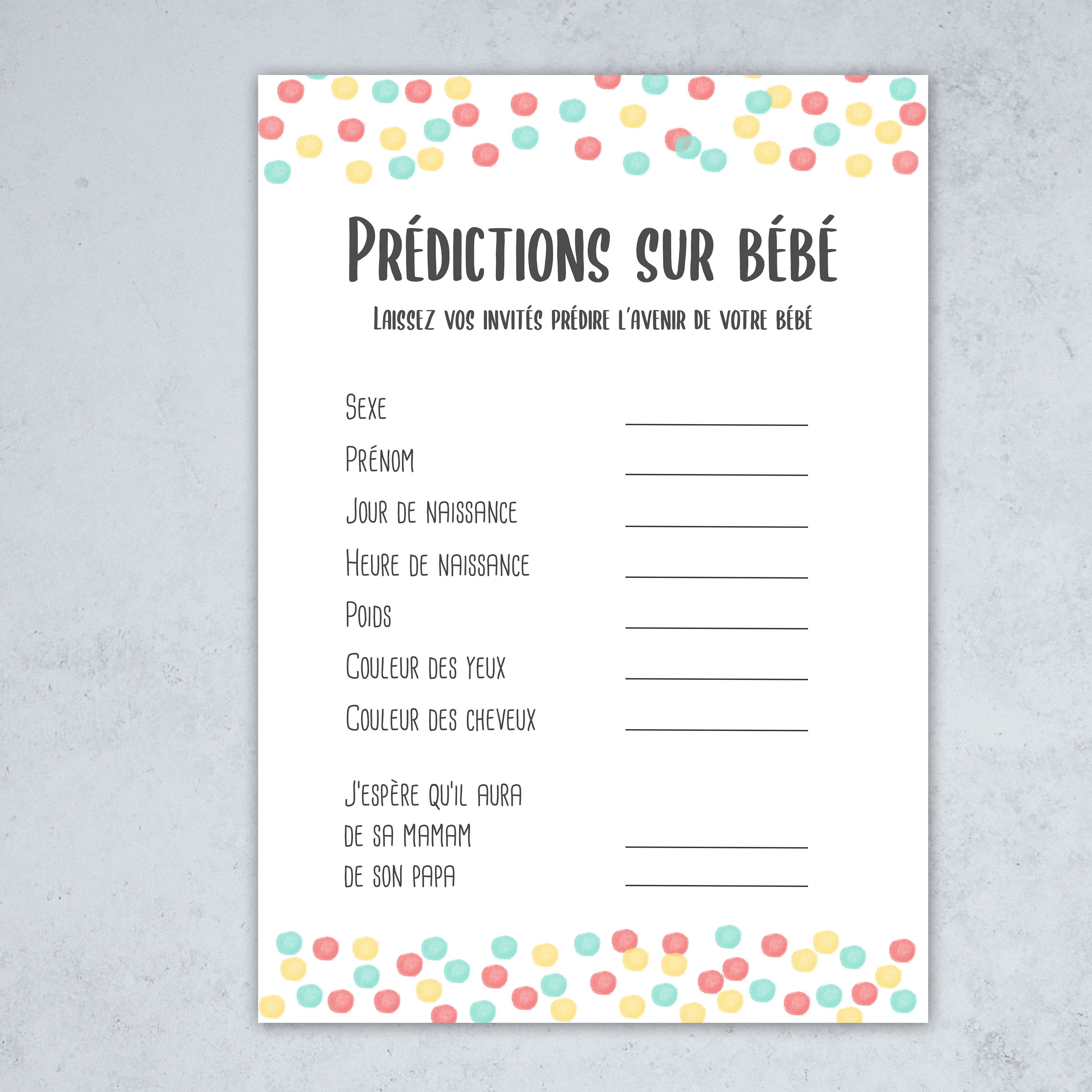 Baby Predictions Baby Shower Game Pea Collection Instant Etsy