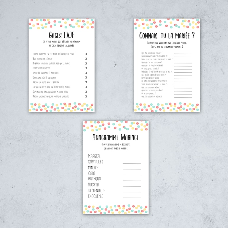 7 games for bachelorette party, bachelorette party, polka dot theme, Instant download, digital file to print in english image 3