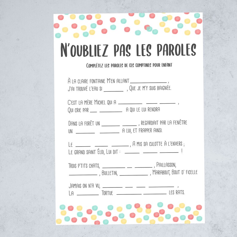 N Oubliez Pas Les Paroles Jeu En Ligne Gratuit