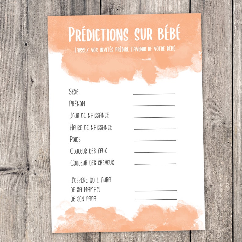 Prédictions sur bébé jeu pour baby shower collection Etsy France