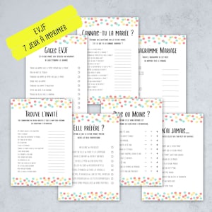 7 games for bachelorette party, bachelorette party, polka dot theme, Instant download, digital file to print in english image 1