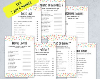 7 games for bachelorette party, bachelorette party, polka dot theme, Instant download, digital file to print in english