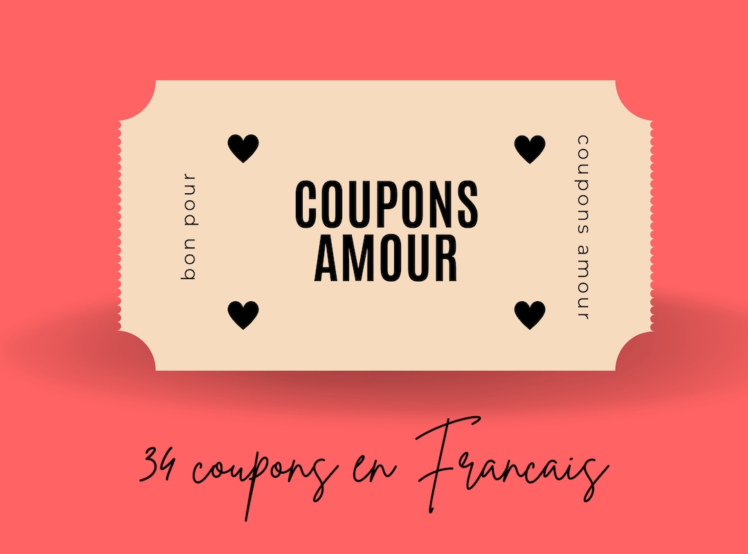 Love coupons in French for romantic couples - Instant download - Etsy ...
