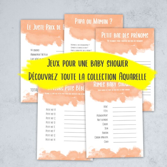 Papa Ou Maman Jeu Pour Baby Shower Collection Aquarelle Etsy