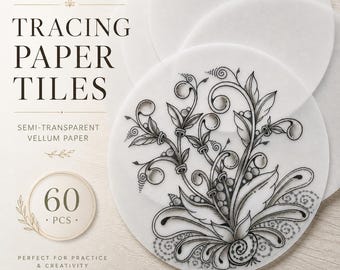 60 láminas de papel vegetal semitransparente para dibujar y superponer capas.