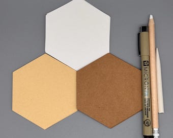 60 piezas de baldosas de papel hexagonales de 4,5 cm de lado para dibujo de arte zen - 350 (gsm)