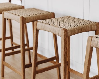 Briard Stool - Oiled Oak Woven Danish Cord Seat