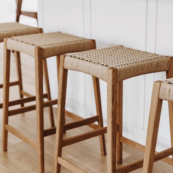 Briard Stool Oiled Oak Woven Danish Cord Seat 