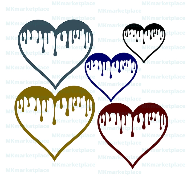 SVG File Digital Download Heart Drops Dripping Heart Melting Heart