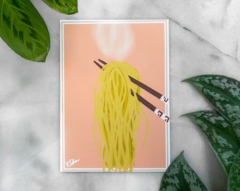 Ramen Art Print | Kawaii Food Art | Noodle Illustration | Wall Art