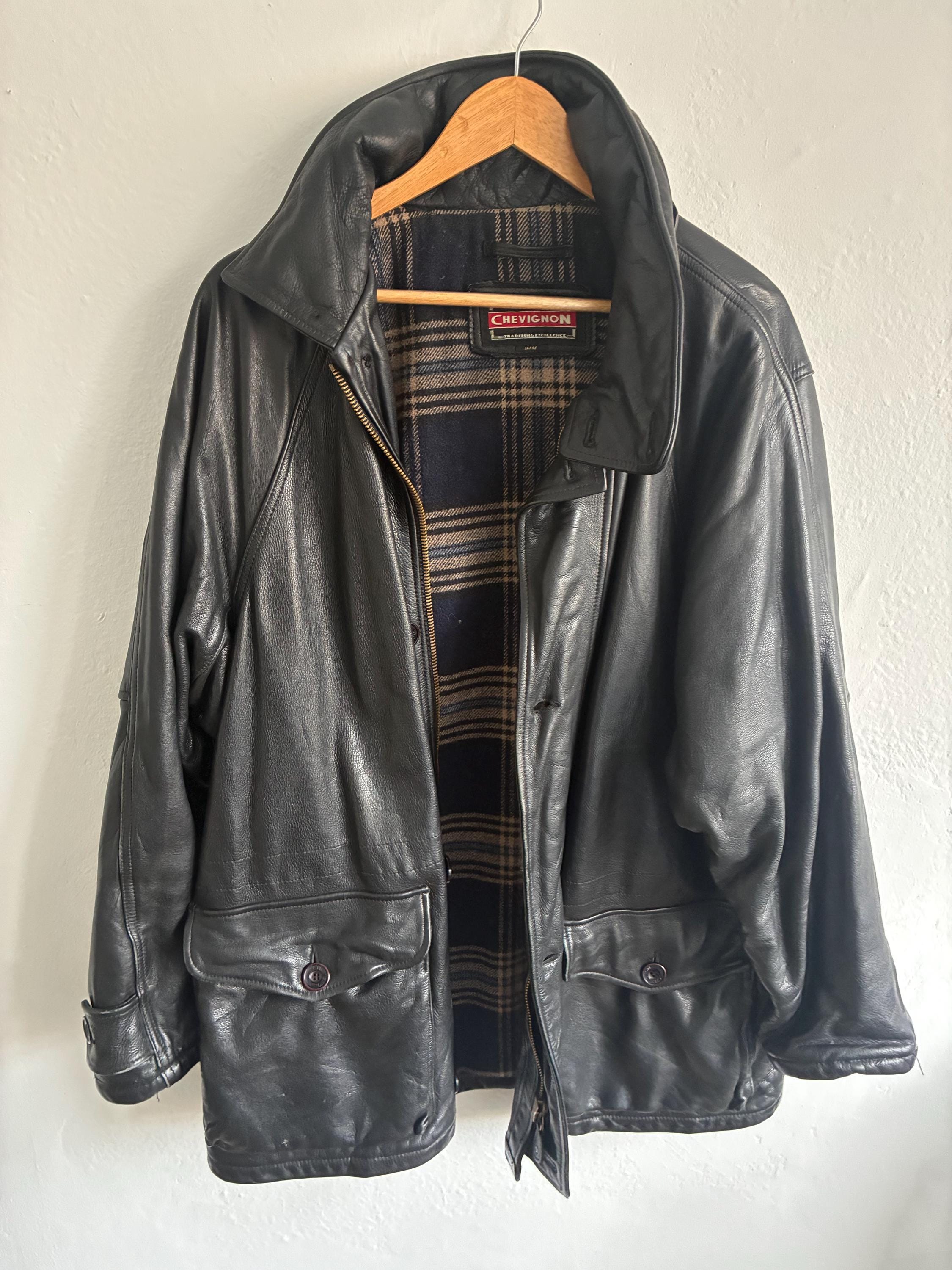 90s 本革 CHEVIGNON Leather jacket Vintage Chevignon Leather Jacket – Size L – Made in France – 1990s