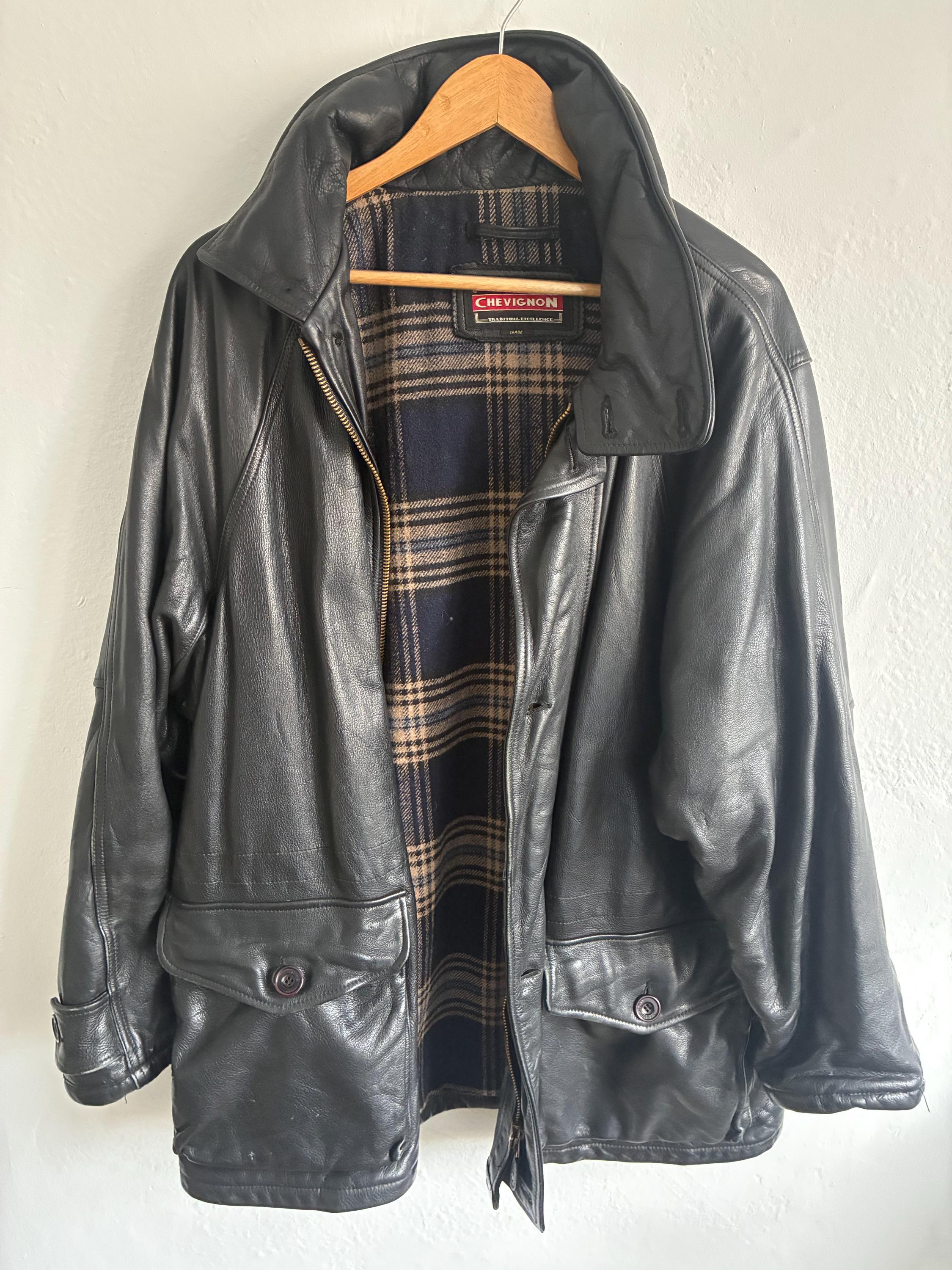 Vintage Chevignon Leather Jacket – Size L – Made in France – 1990s