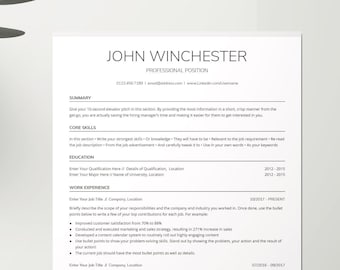 Resume Template Google Docs, Google Docs Resume + Cover Letter + References, CV Google Docs, Minimalist Resume Google Docs, Classic CV