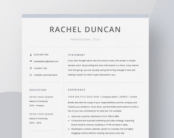 Resume Template, Minimalist Resume Template, Clean CV Template, Professional Resume Format, Creative Resume, Administrative marketing resume