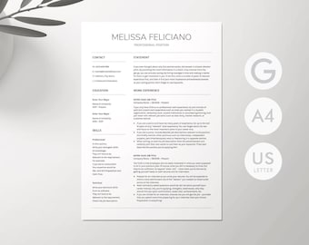 Resume Template Google Docs, 2-Page Professional Resume Template for Google Docs, Minimalist Resume, Modern CV, Curriculum Vitae, Creative