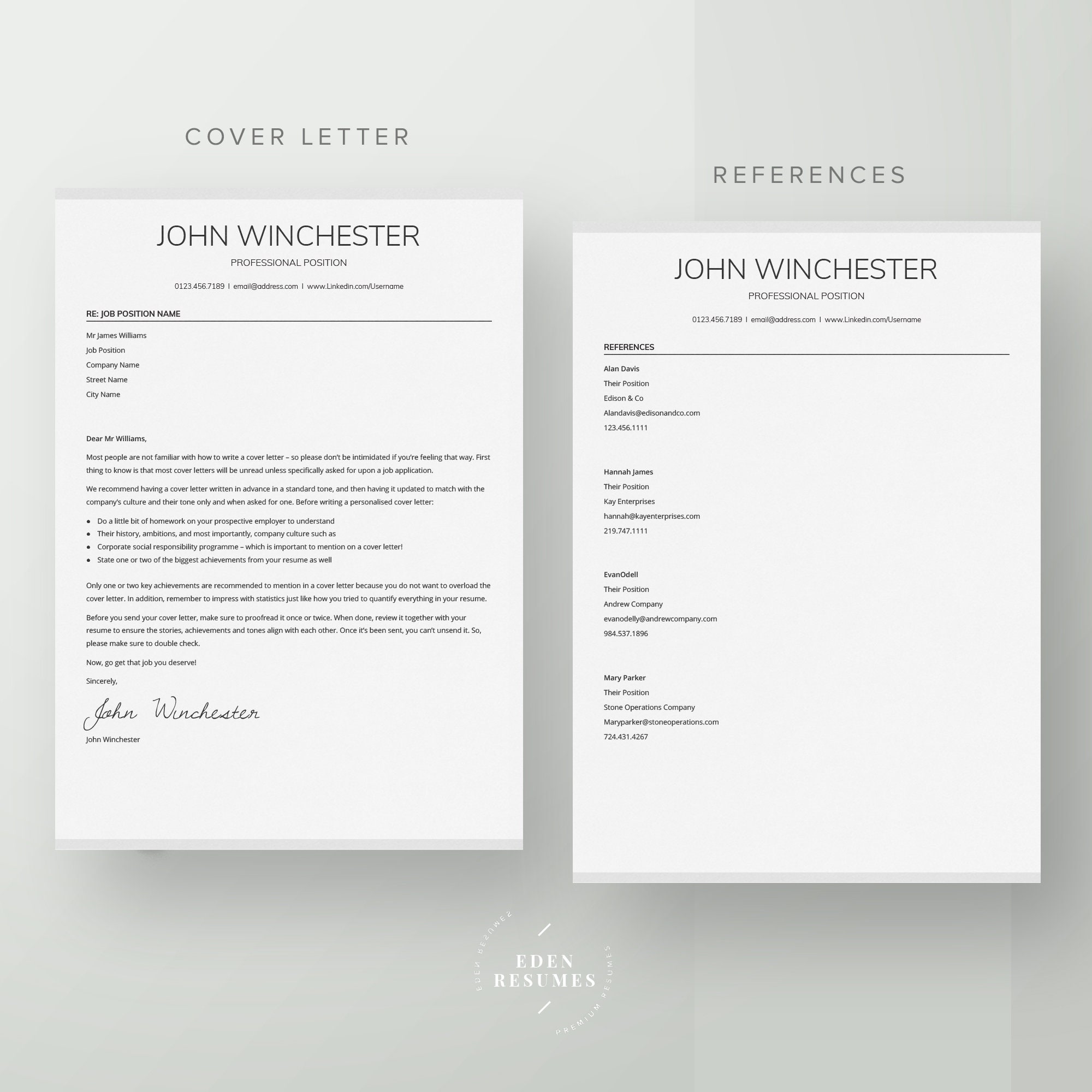 Resume Template Google Docs, Google Docs Resume + Cover Letter ...