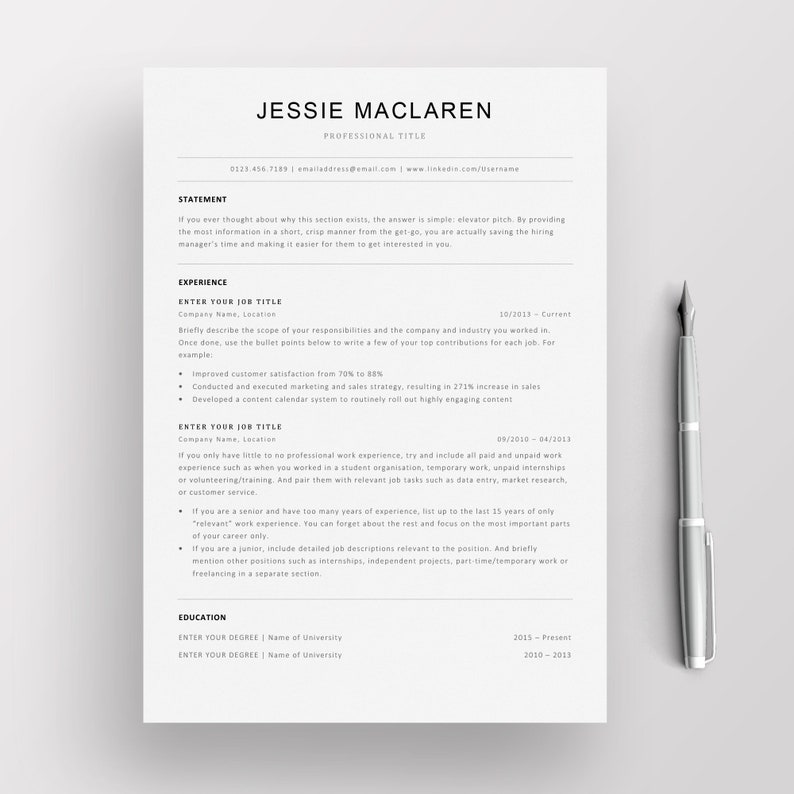 ATS Minimalist Resume Template, Clean Resume, Lebenslauf Vorlage, Traditional CV Template, Standard Resume, Professional Resume for MS Word image 1