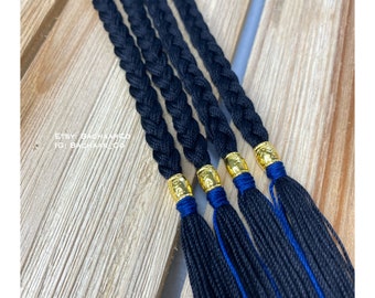 Hebrew Israelite Black With Navy Blue TasselsTzitzits /& 12 Tribes Of Israel Walnut Medallions