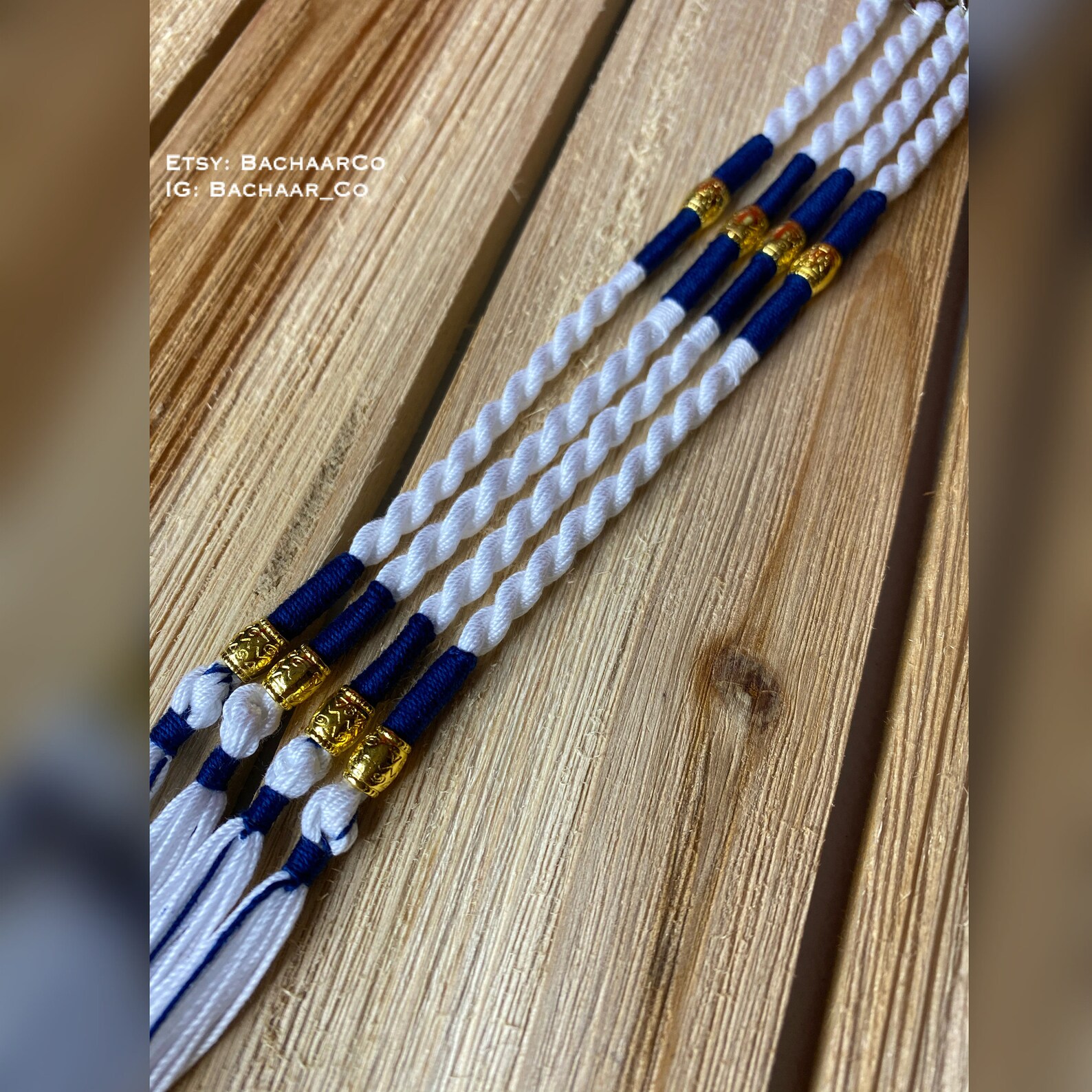 White and Navy Blue Tassels Twisted Tassels Bachaar Tzitzits Etsy