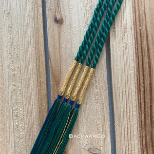 Forest Green Twisted Tassels, Golden Alloy beads, Bachaar Tzitzits