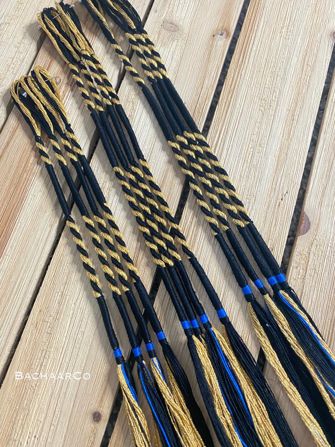 Black and Gold Tassels Twisted Tassels Bachaar Tzitzits - Etsy