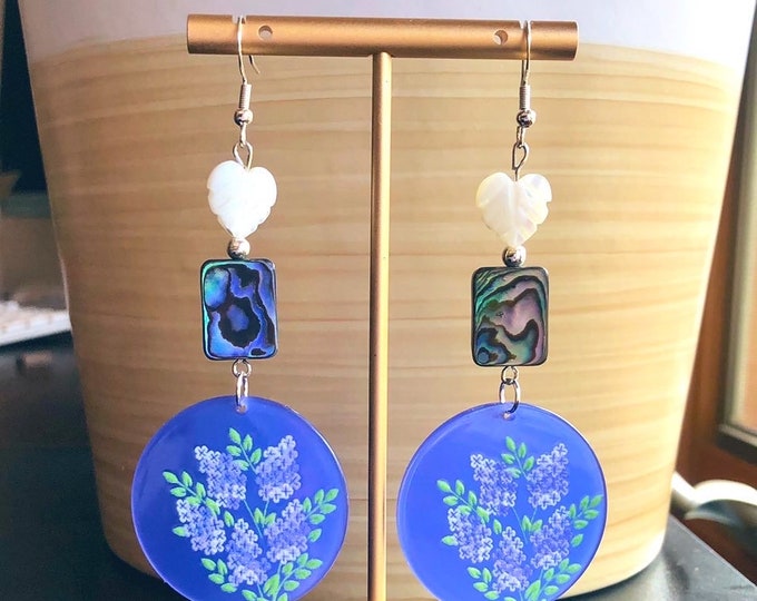 Blue Lilac Abalone Earrings