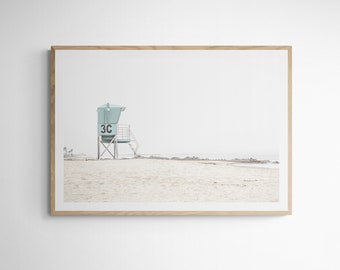 CORONADO 5970| Lifeguard Tower| Coronado Island| San Diego Beach Print| Neutral Beach Print| Minimalist Surf Art| San Diego Art| Pastel Art