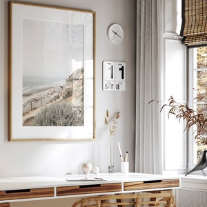 This is a vertical photograph wall print of Beacons Beach at Leucadia State Beach, Encinitas, California. The soft, muted blue green and warm brown colors give it a peaceful, soothing feel.